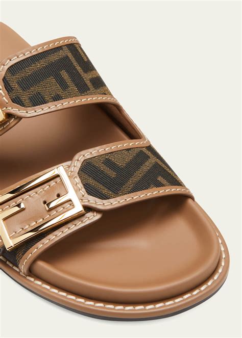 fendi ff motif sandals|Fendi FF Jacquard Dual Buckle Slide Sandals .